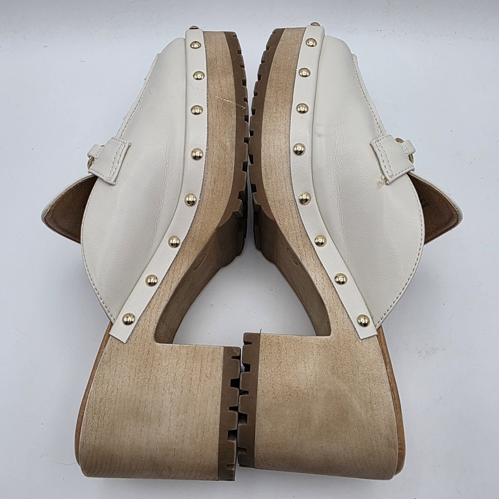 Madden Girl Clogs 9.5 Y2K Suzanne Platform  Mule Heels Ivory Bit Bridle Studded - Picture 8 of 13